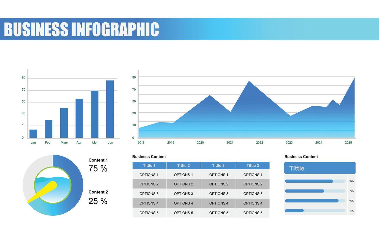 set of infographic business illustration, modern sales report with chart graph vector
