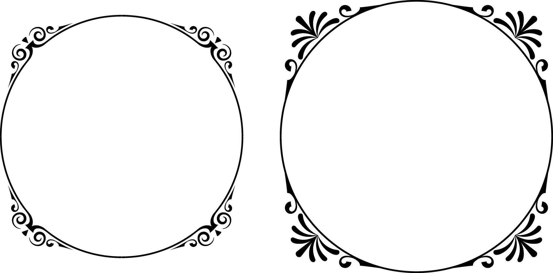 frame collection frames black on a white background ardeco , round shape vector