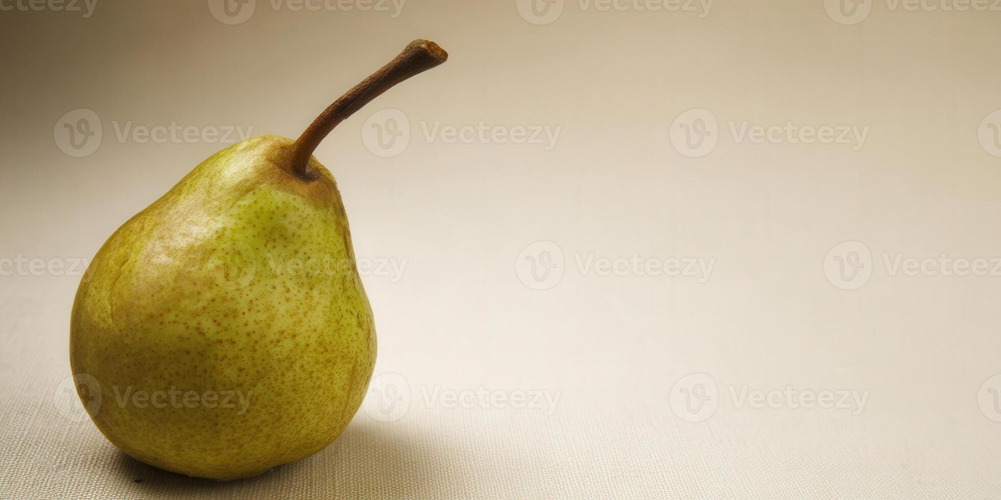 A fresh, ripe pear isolated on a simple background, perfect for various uses. photo