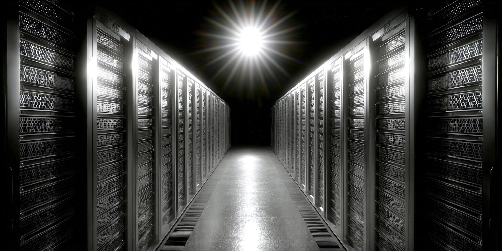 Inside a modern data center Rows of servers and digital infrastructure. photo