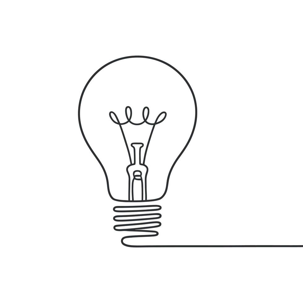 Single Continuous Line Drawing of a Lightbulb Symbolizing Innovation and Ideas vector