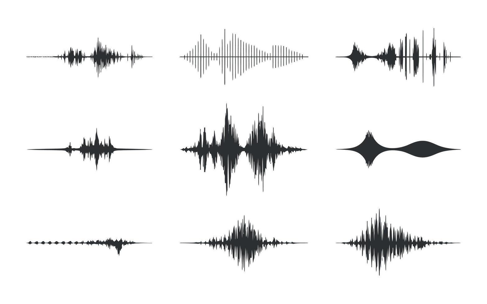 Sound Wave Icons. Amplitude Frequency Pattern. Voice Soundwave Design Element vector