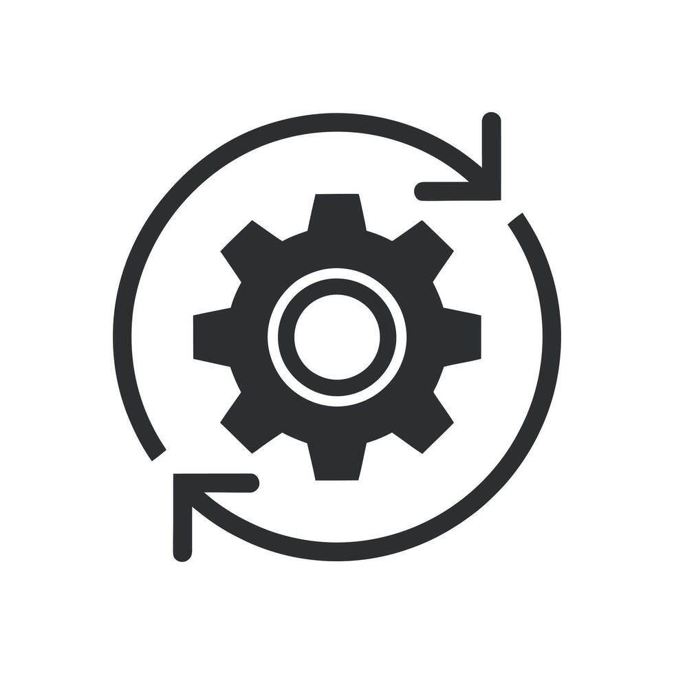 Automation Process Icon Illustration Depicting Continuous Improvement and Workflow Optimization in Black vector