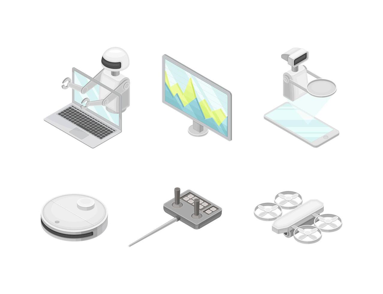 Icons of robots and smart devices vector