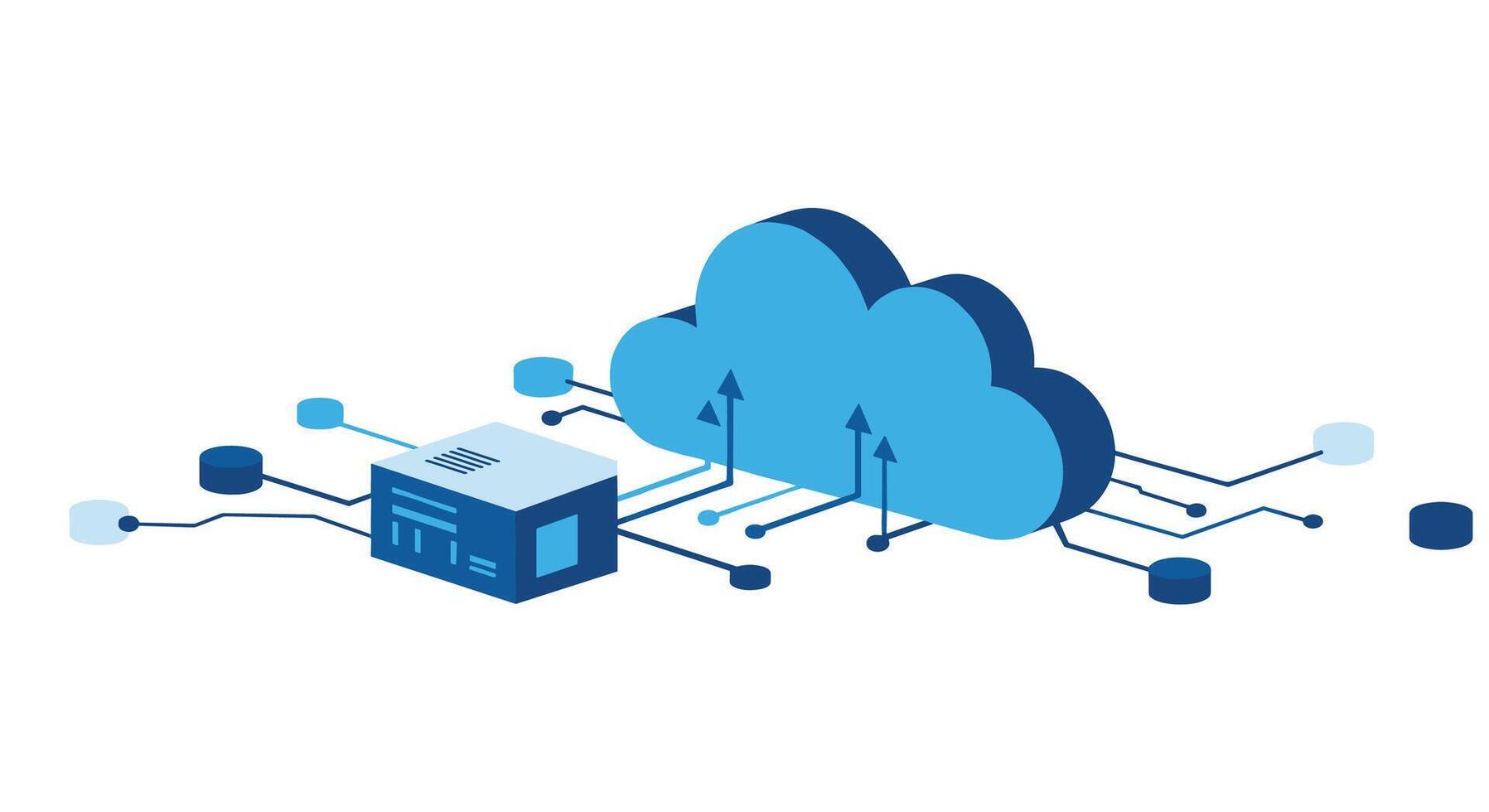 isométrica nube informática concepto con datos almacenamiento y red conexiones vector