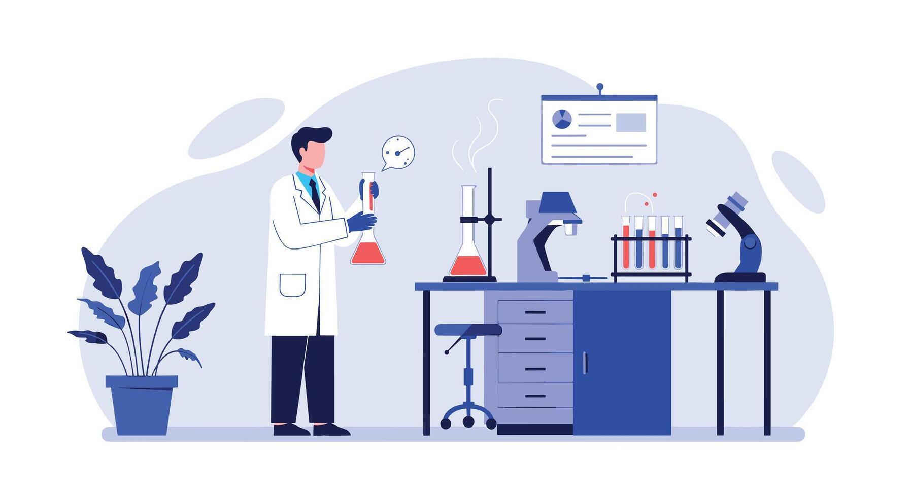 Scientist conducting experiment in modern laboratory setting vector