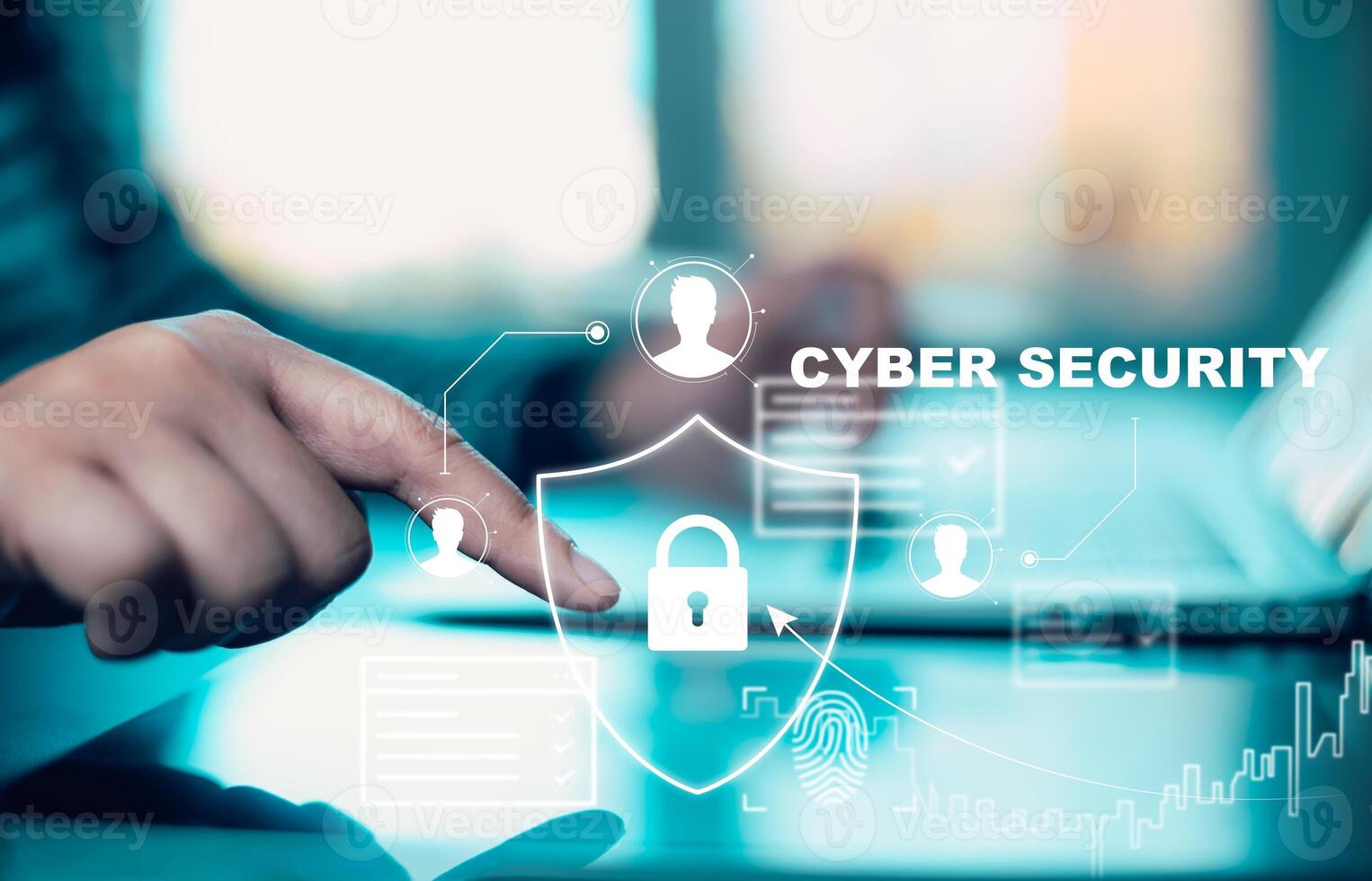 Cyber security and Security password login online concept.Hands typing and entering username and password of social media, logging in with smartphone to an online bank account, data protection hacker photo