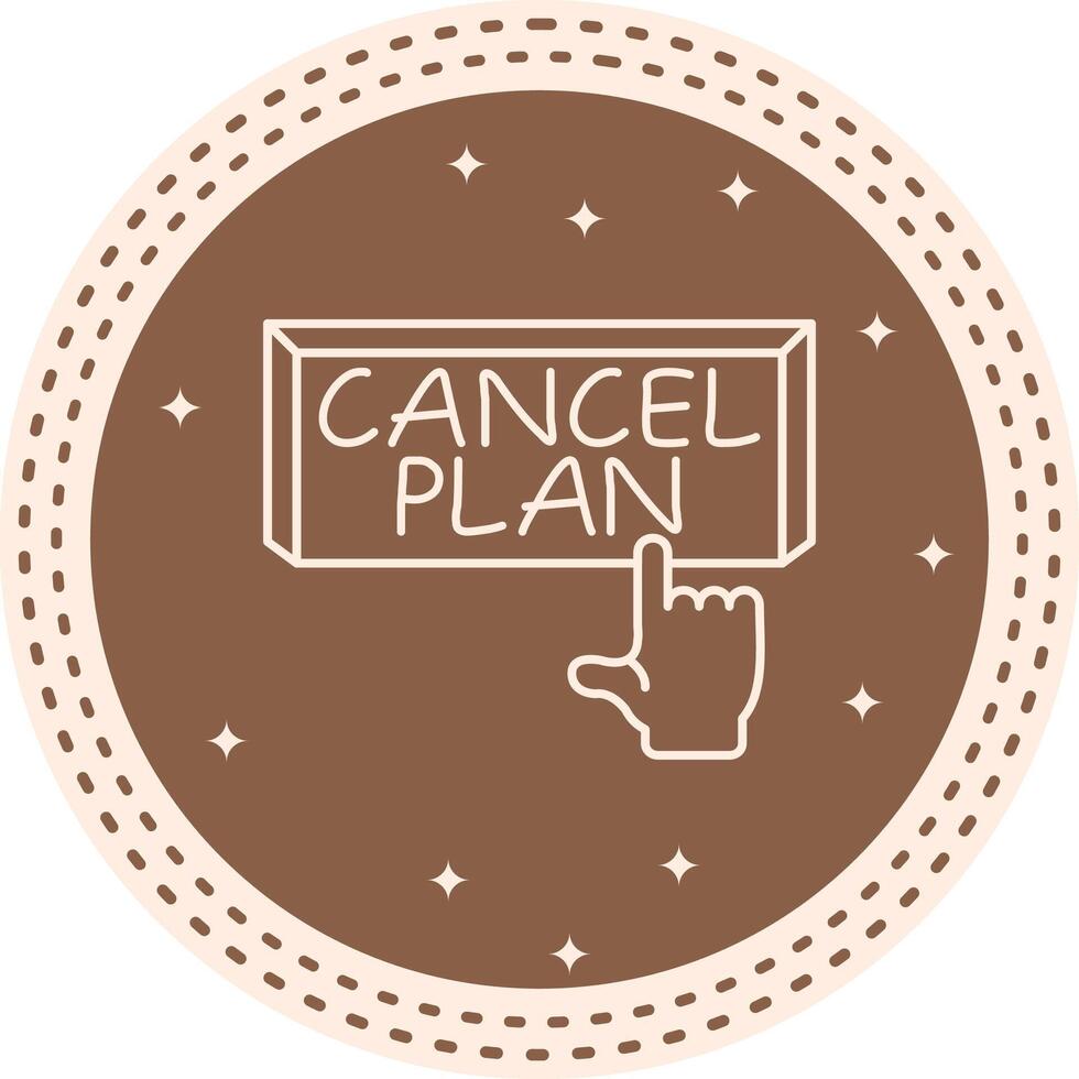 Cancel Plan Finger Tap Button Concise UI Layout vector