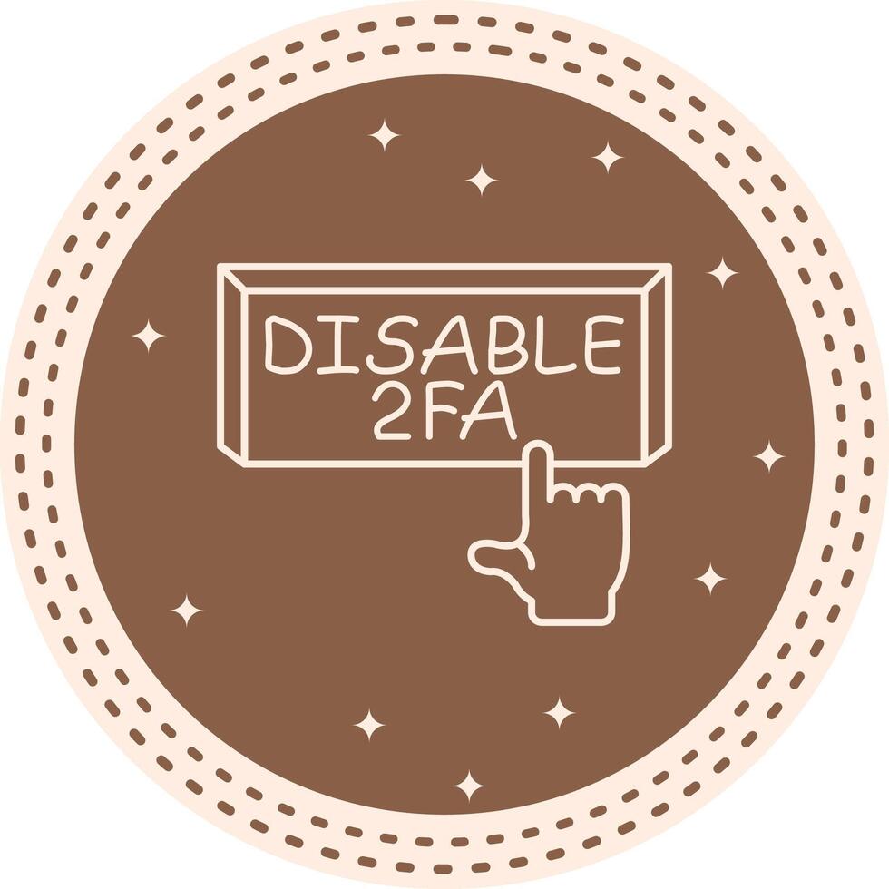 Disable 2FA Finger Tap Button Modern Flat Symbol Layout vector
