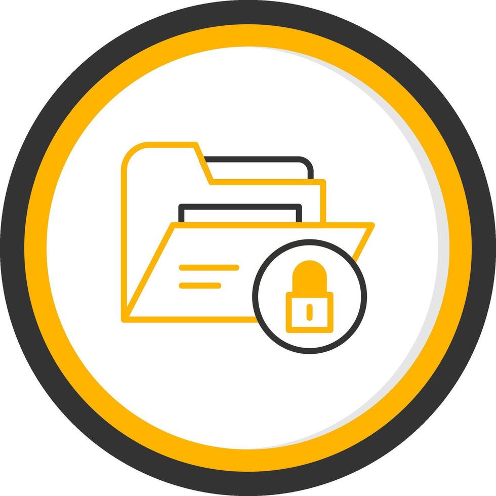 Secured Folder Lock Line Two Color Circle vector