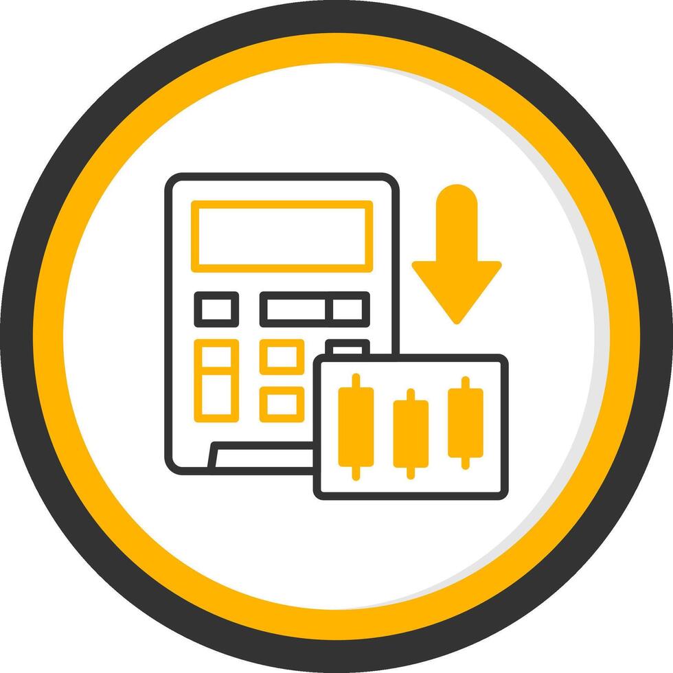 Calculator Down Value Line Two Color Circle vector