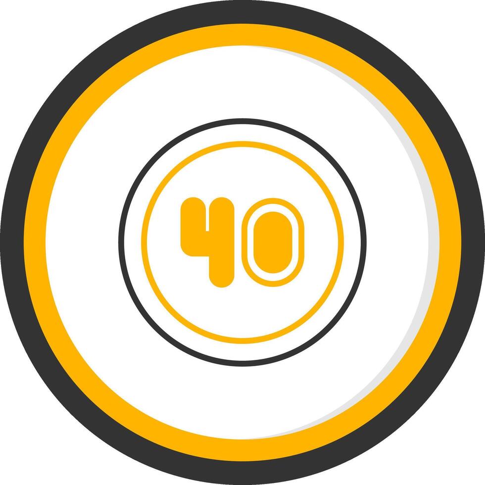 40 Speed Limit Sign Line Two Color Circle vector