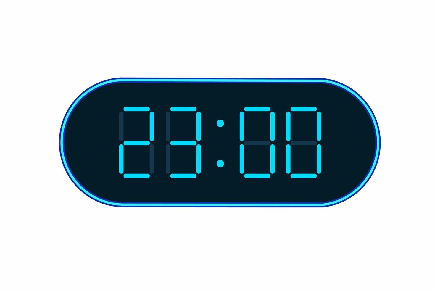 flat illustration of a digital clock displaying 23.00 . Illustration of alarm with digital number design. Clock icon for hour, watch, alarm signs vector