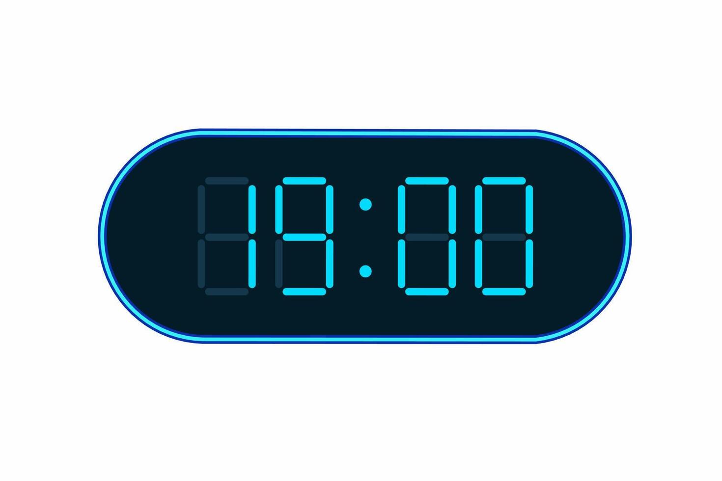 flat illustration of a digital clock displaying 19.00 . Illustration of alarm with digital number design. Clock icon for hour, watch, alarm signs vector