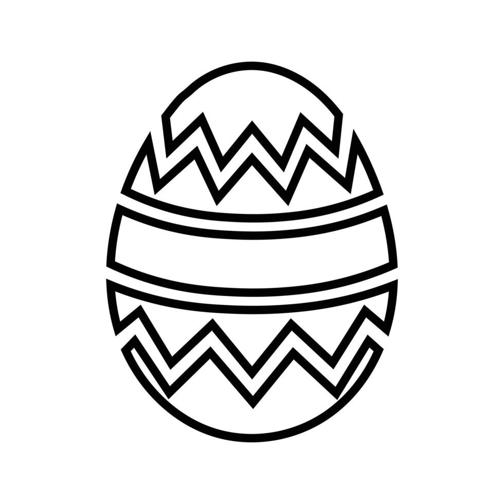 A stylized easter egg outlined in black features zig zag patterns on white background vector