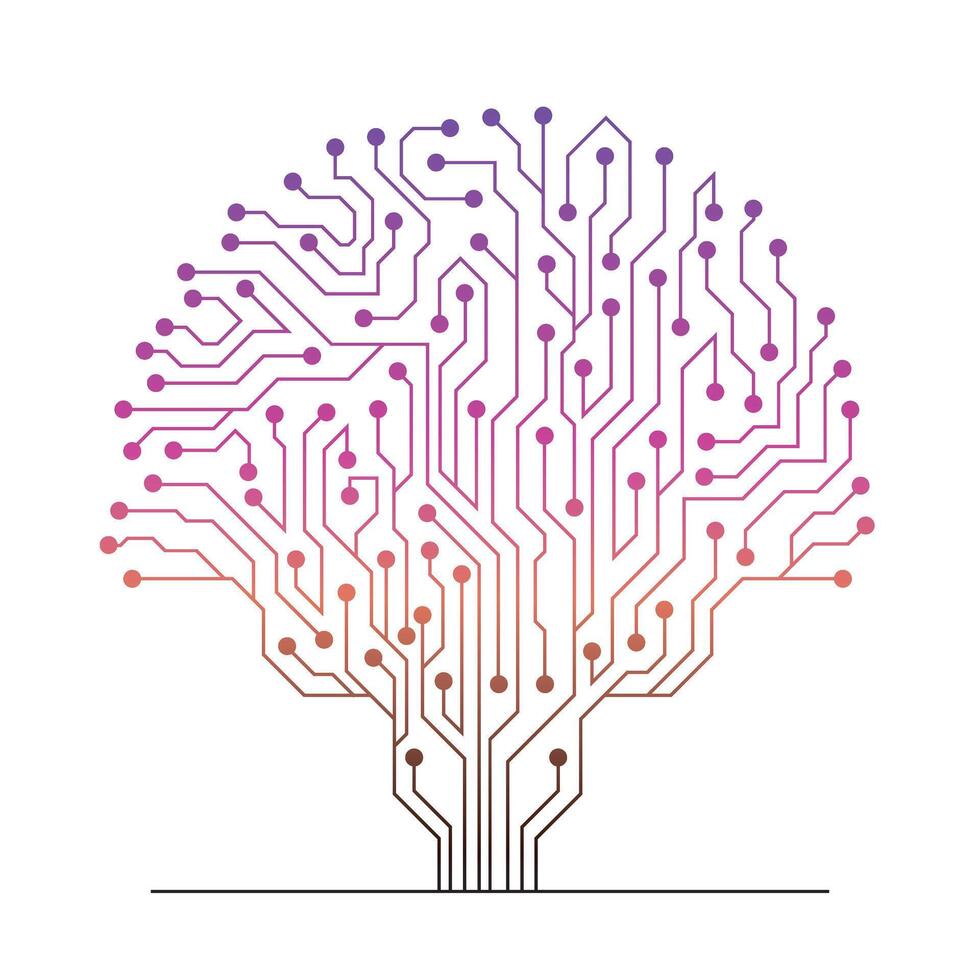 Abstract gradient circuit board technology tree vector