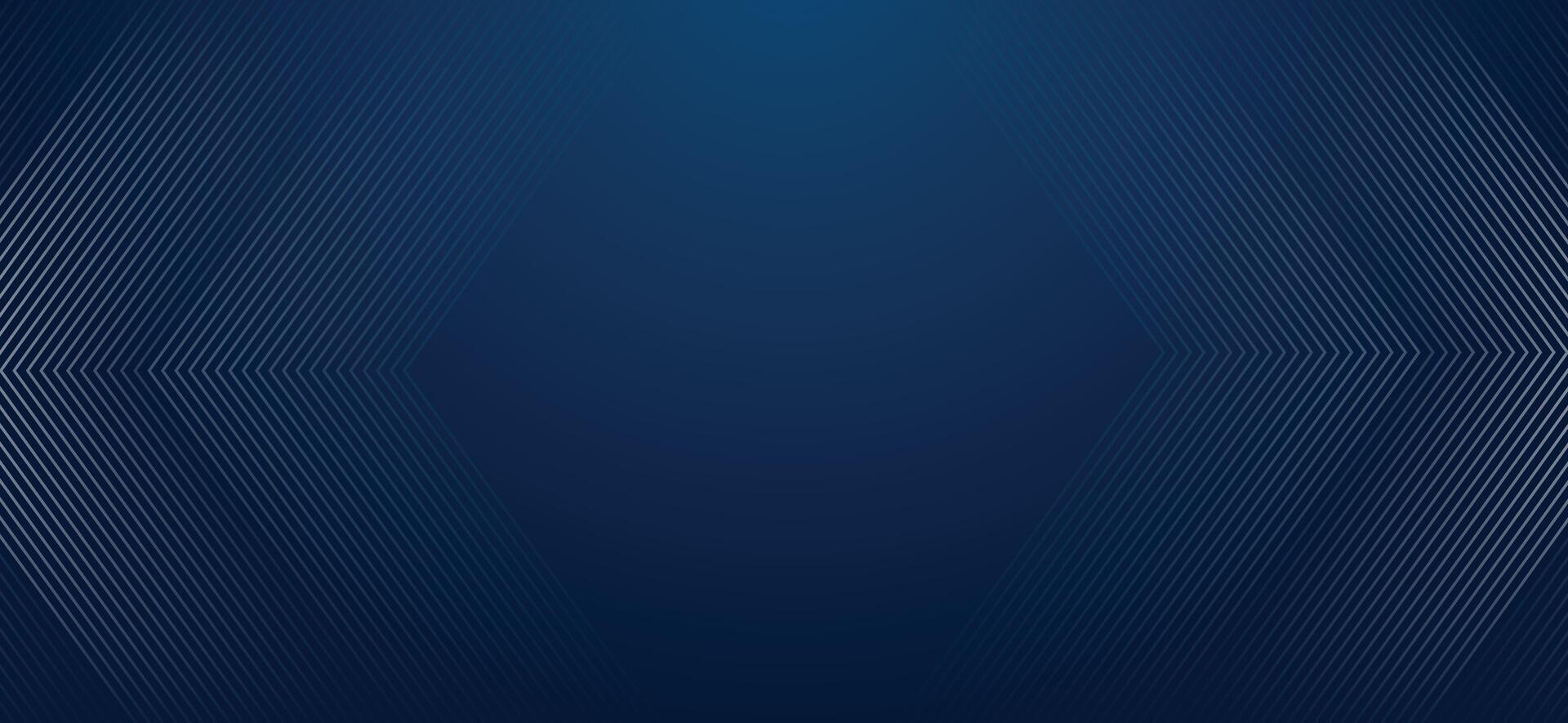 Dark Blue Abstract Background with Central Hexagon and Radiating Diagonal Lines vector