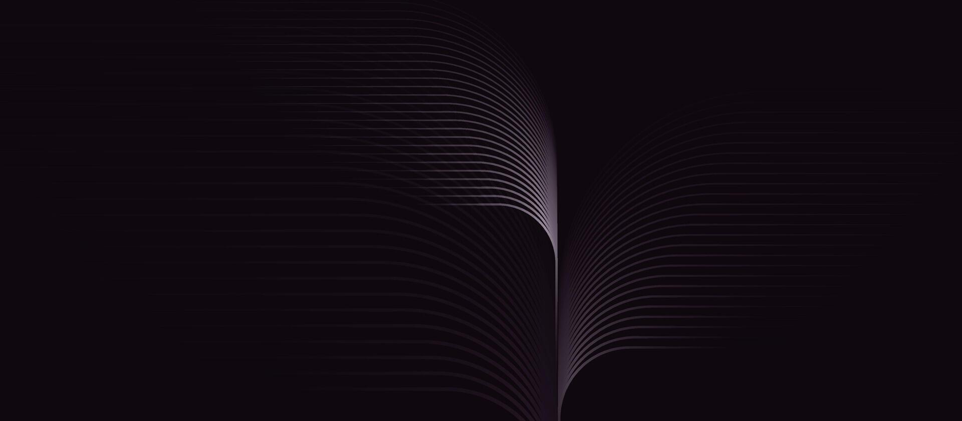 Dark Abstract Background with Symmetrical Curved Lines and Gradient Wing Pattern vector