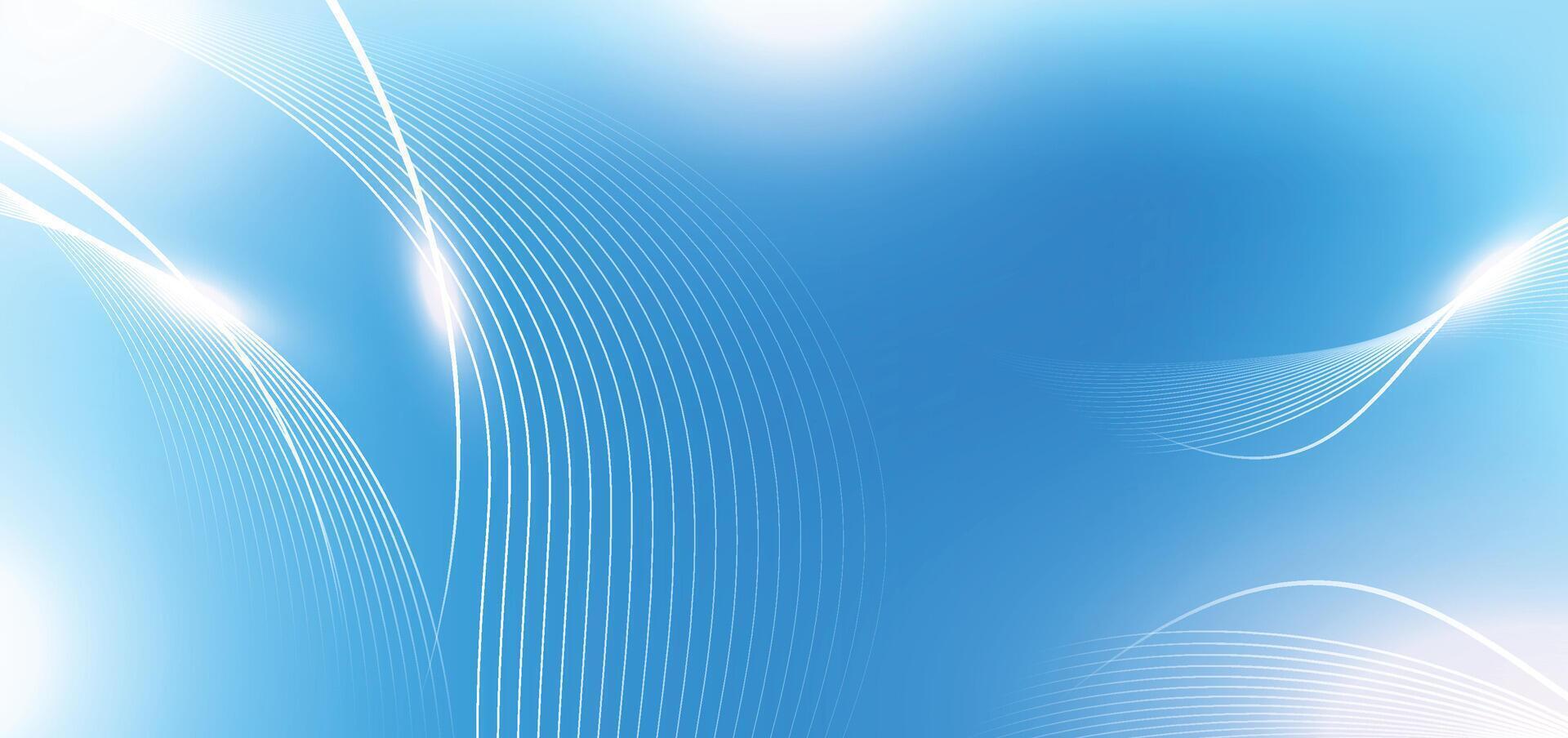 Abstract Blue Gradient Background with Curved Lines and Light Effects vector