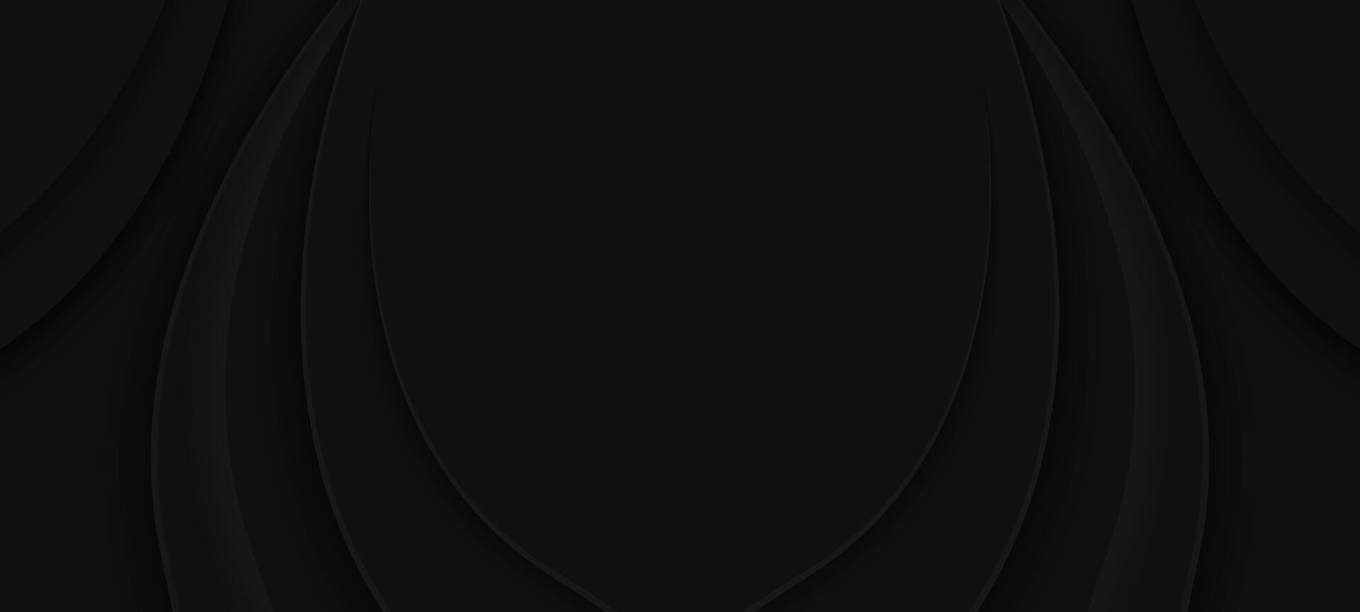 Dark Abstract Background with Layered Curved Shapes in Black and Gray Gradient vector