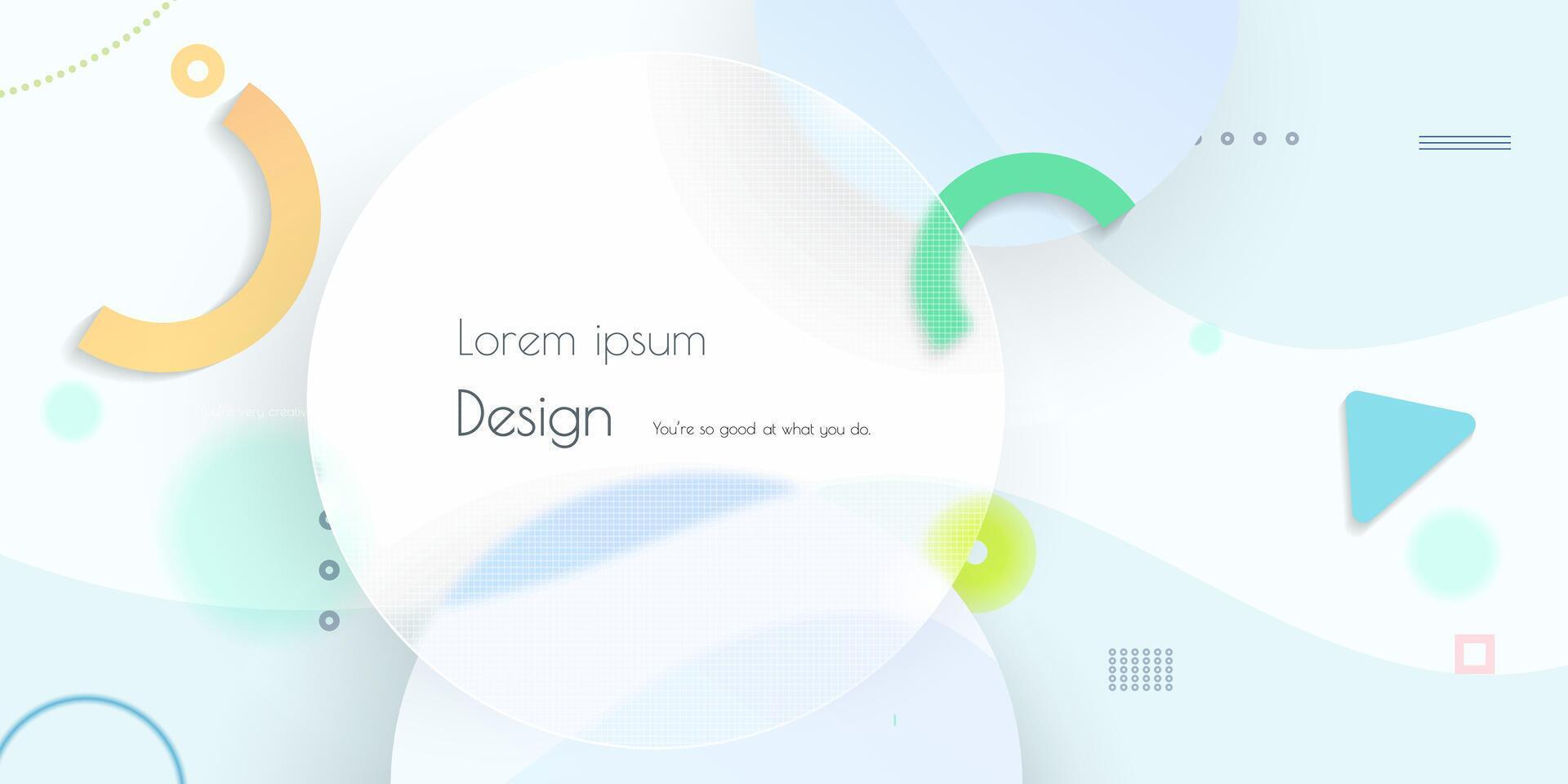 Abstract transparent glass. Element with blur geometric, circle shape, gradient color background. Modern design. Creative Glass morphism for business landing page, banner, poster vector