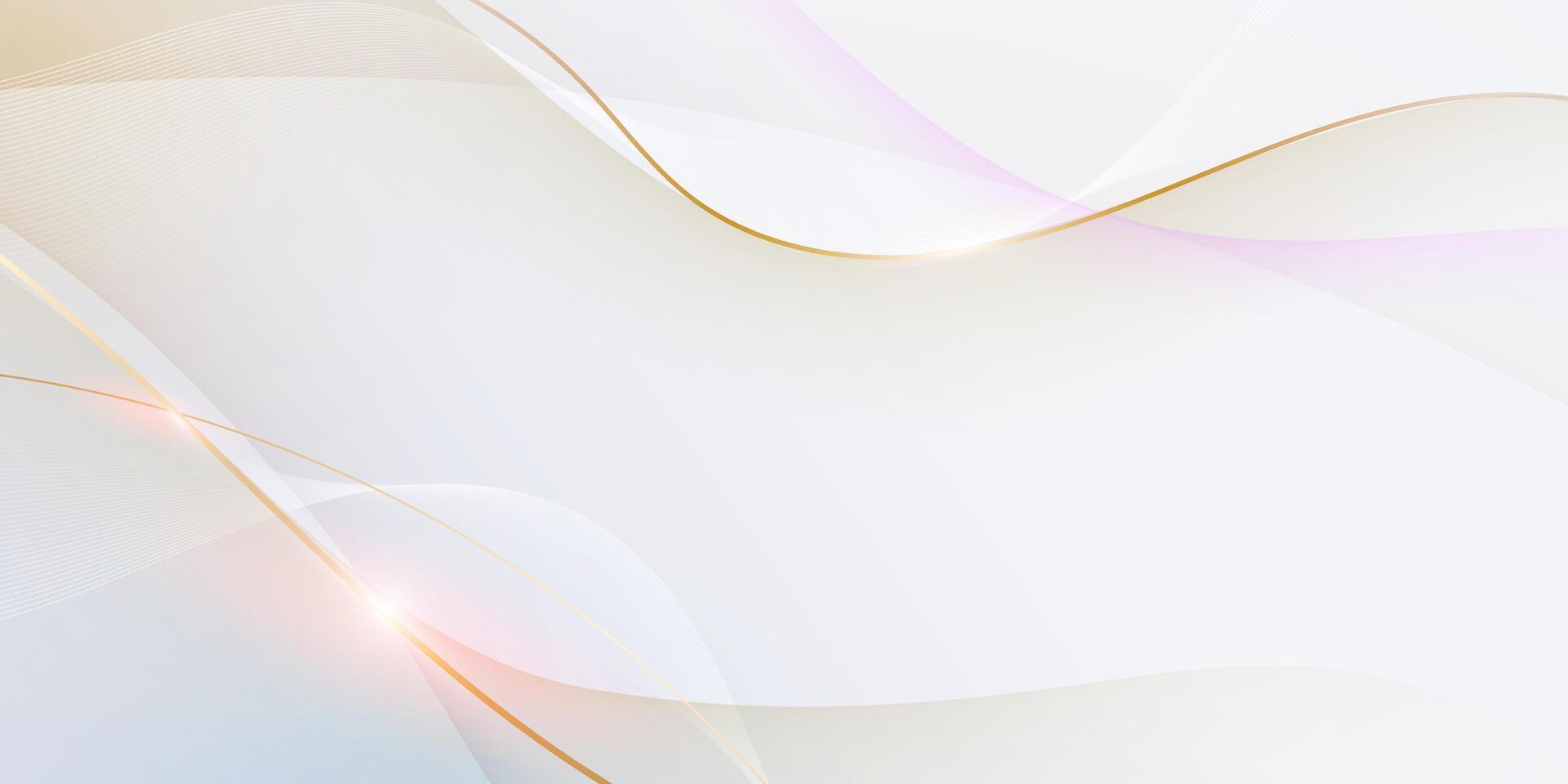 Abstract soft white. gold wave line pattern and texture on light gray gradient background. element smooth line design. Digital technology concept for luxury business background vector