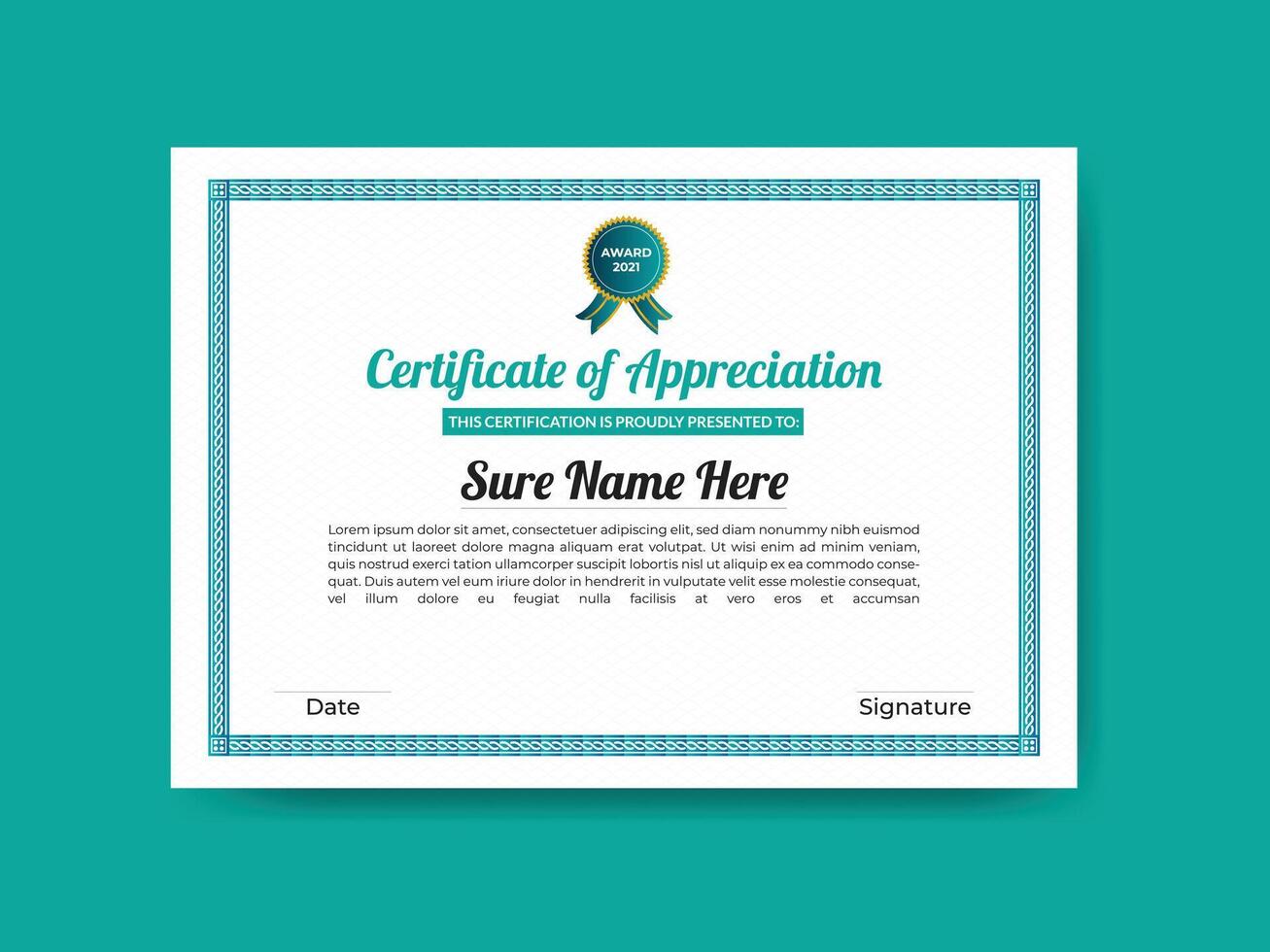 Abstract Horizontal Certificate Template Design with creative shape vector