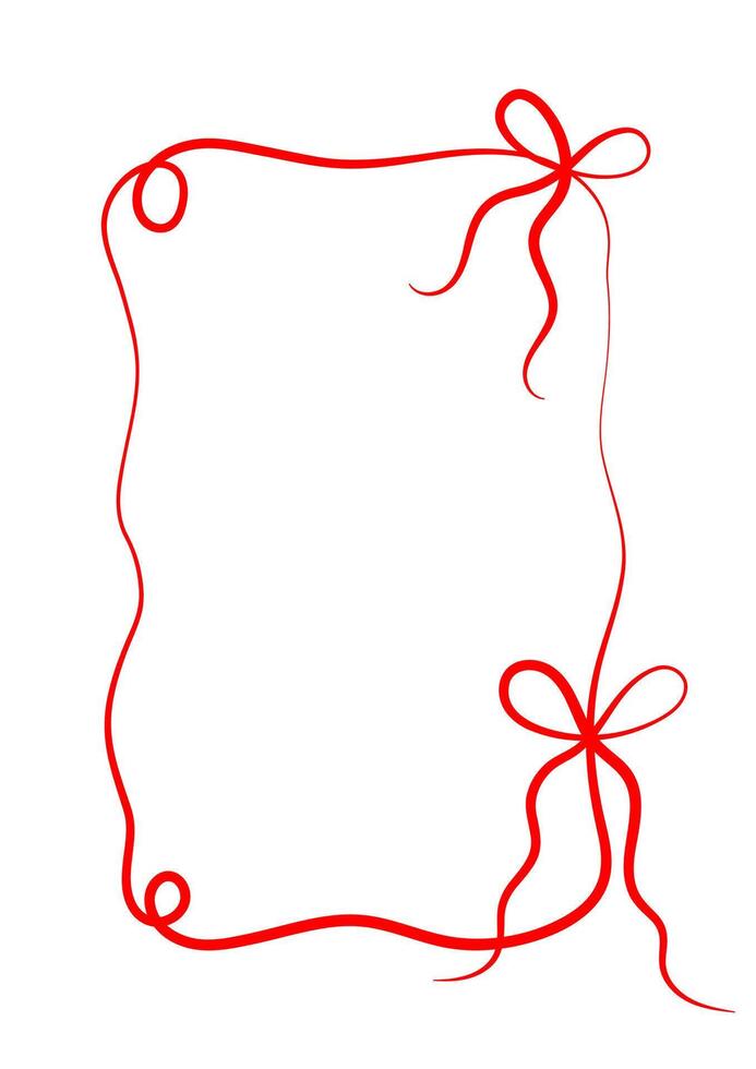 Elegant ribbon frame outline. Minimalist hand drawn abstract frame with bows and swirls. vector
