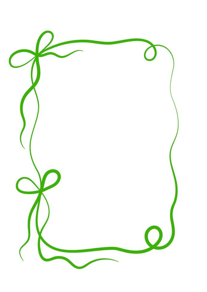 Elegant abstract ribbon frame outline. Minimalist hand drawn frame with bows and swirls. vector