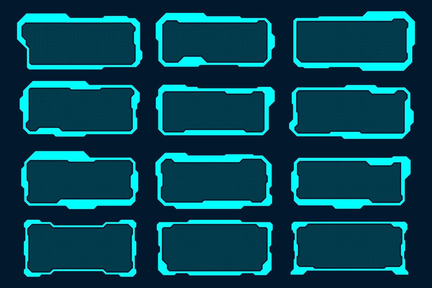 Futuristic geometric shape abstract frame design technology Hi tech banners text boxes. vector