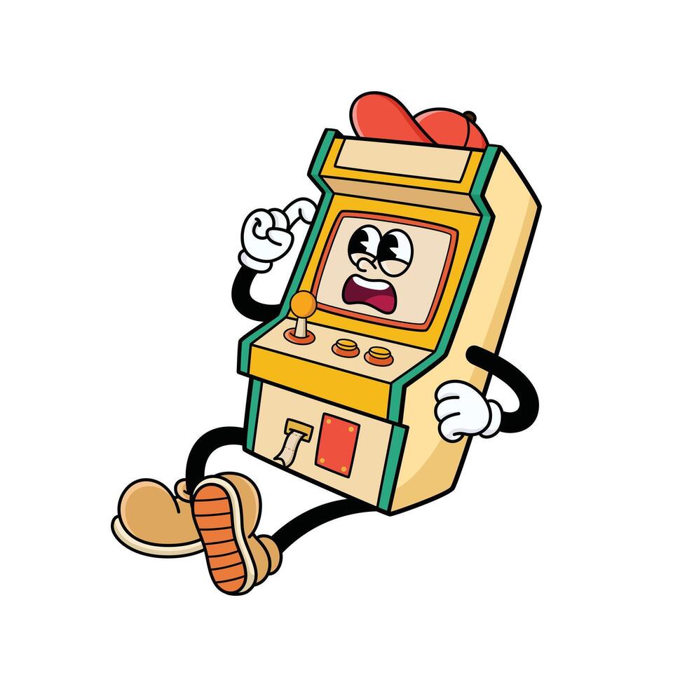 Funny Retro Game Console Character with Shocked Expression vector