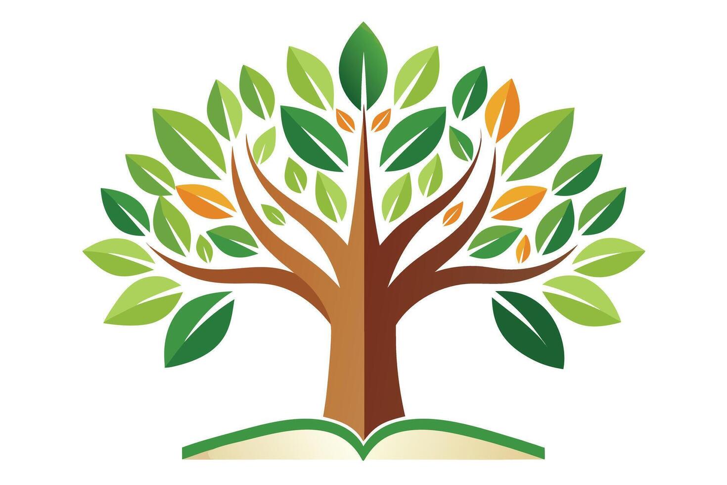 Tree growing from an open book on white background vector