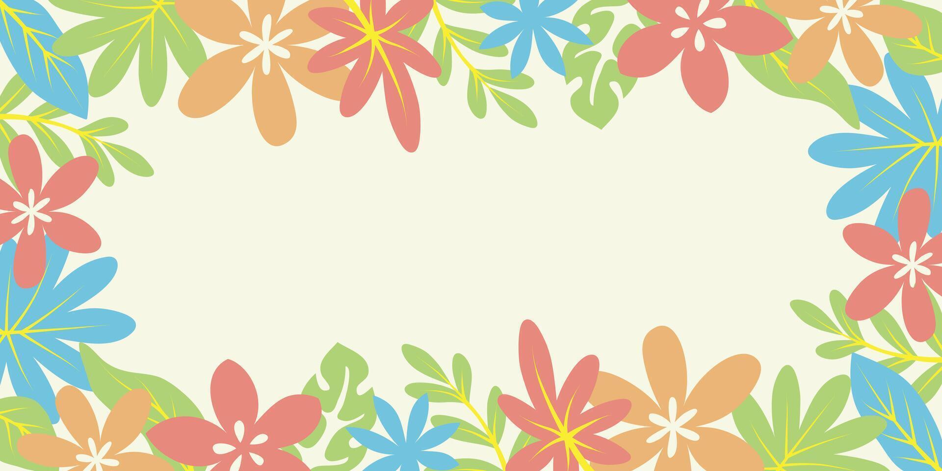 Abstract illustration in simple flat style with copy space for text - background with plants and leaves - backdrop for greeting cards, posters, banners and placards vector