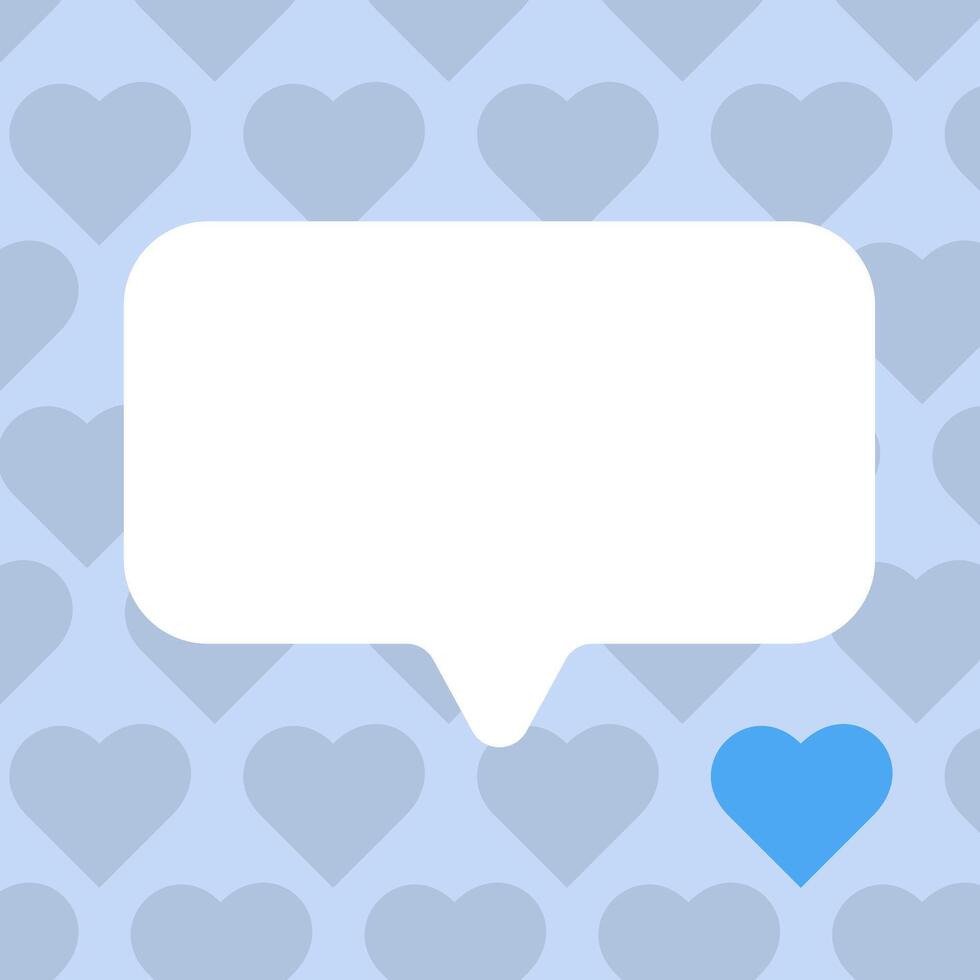 Empty speech bubble with space for text on heart patterned background. Social media concept vector