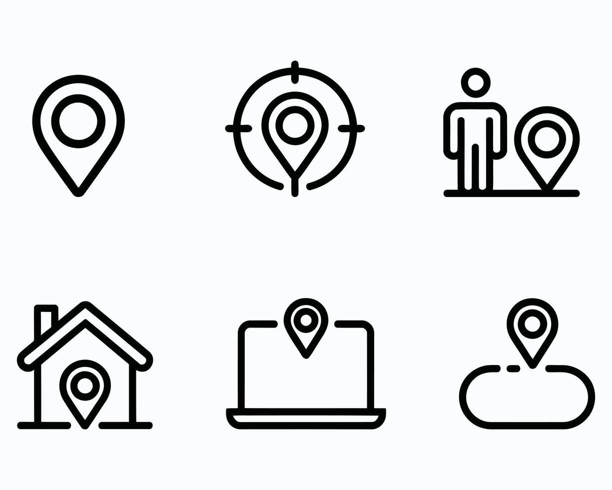 Various Location Iconography Representing Different Mapping Concepts for Apps Websites and Digital Media Platforms Visualizing Places Addresses and Directions vector