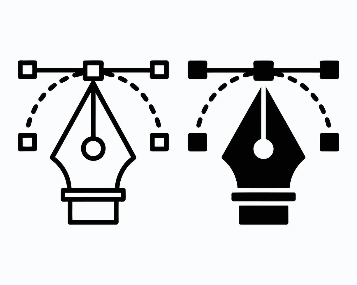 Iconic Graphics Tool Symbolizing Design and Precision Two Styles Graphic Design and Computer Graphics Illustration Inkpen Object vector