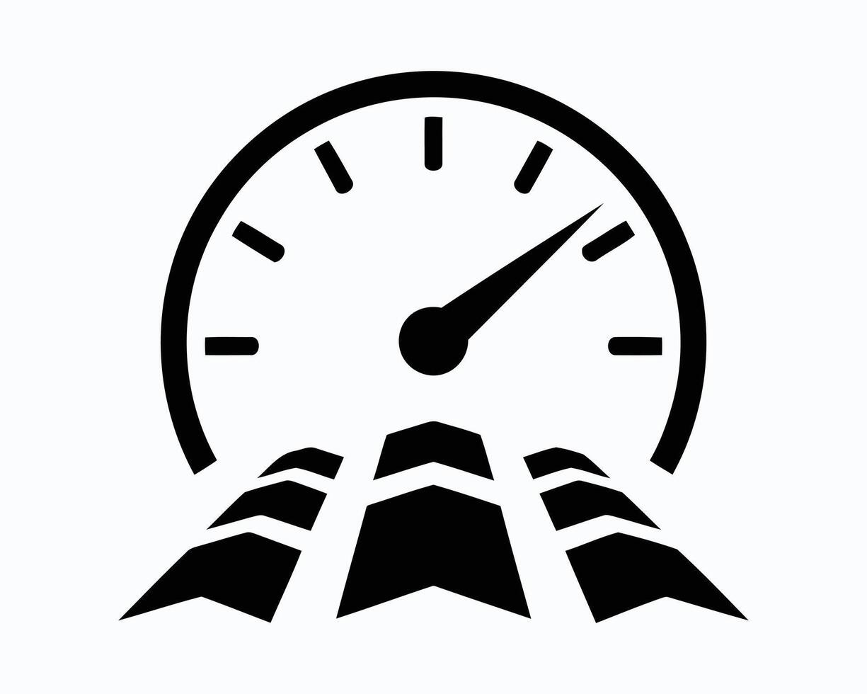 Gauge Above a Roadway Represents High Speed Travel and Peak Performance An Emblem for Performance Based Speed and Technological Prowess in Vehicle Design vector