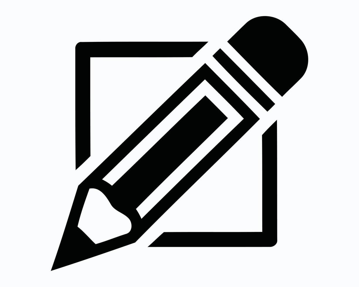 Simple Black and White Edit Icon Design a Square With Pencil Overlay Graphic Symbol for Modification and Adjustment Application Feature Interface Concept vector