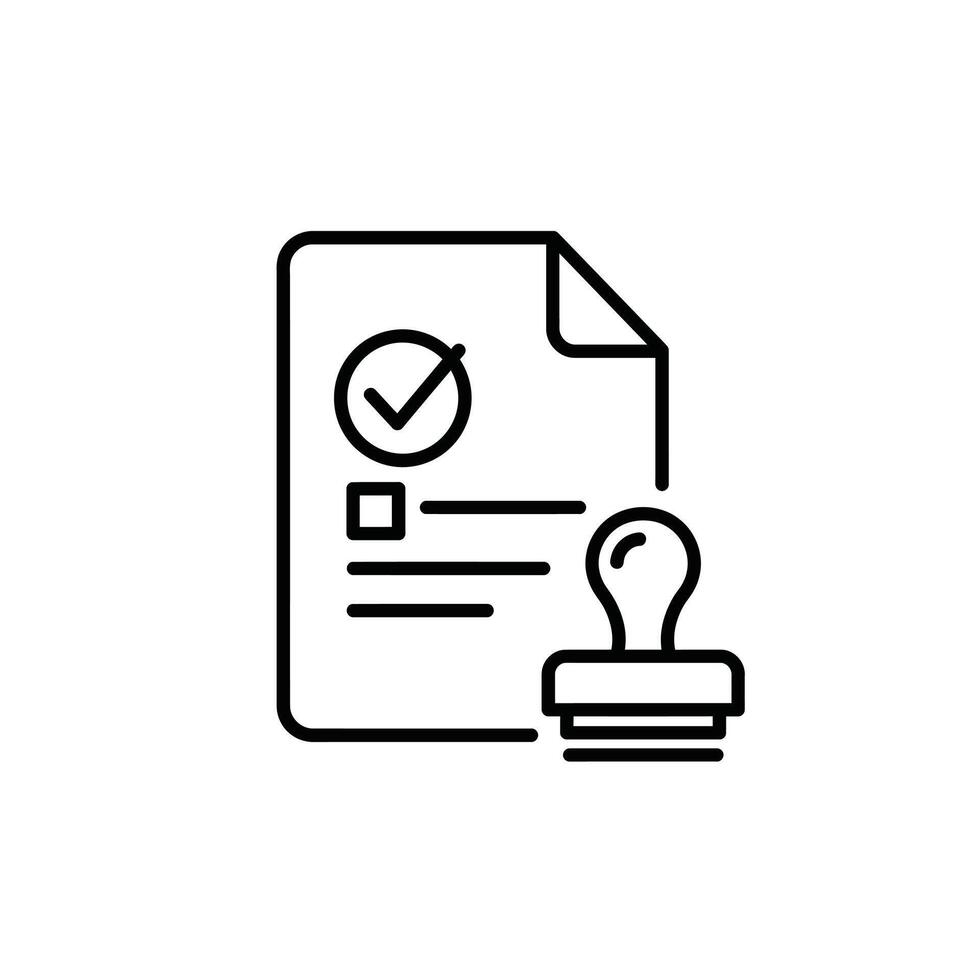 Document Verification Icon Approved Form Outline Illustration vector