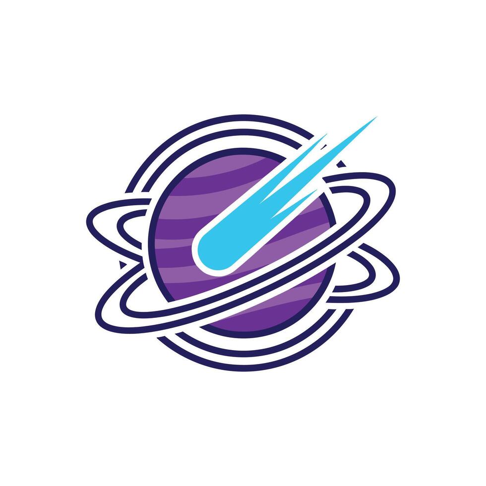 Abstract Planet with Rings and Comet Icon. vector
