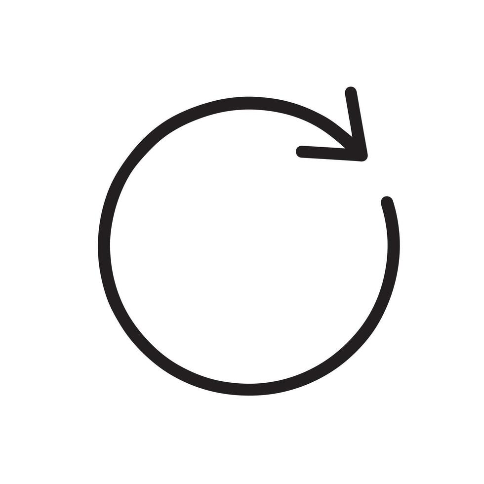 Print Circular Arrow Loop Minimal Recycle Symbol in Modern Geometric Outline Style vector