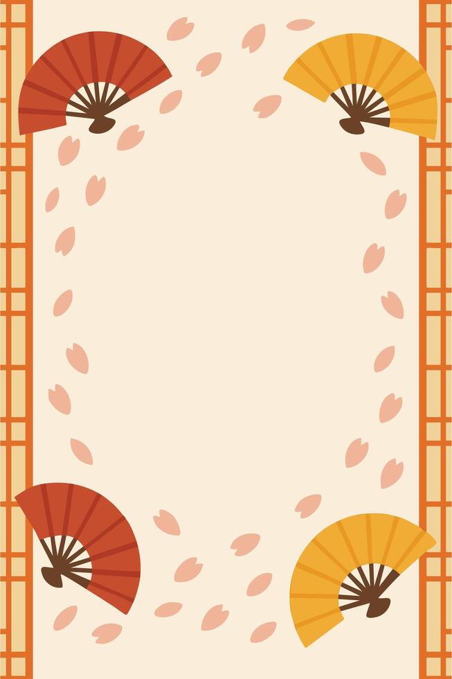Decorative fan corner frame with soft patterns vector