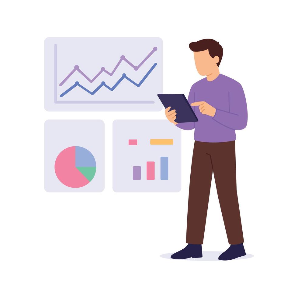 Analytics and Report, Measuring data and presenting insights vector