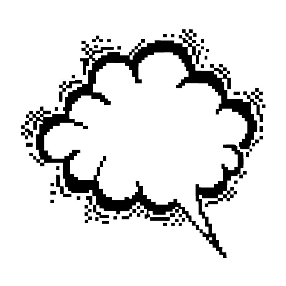 Hand drawn comic speech bubble, empty text cloud black outlined thought balloon with halftone effect, pop art vector