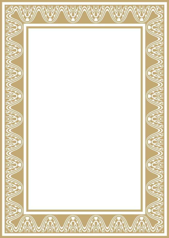 square Assyrian gold ornament. Rectangle, border, frame of Mesopatamia. Pattern of the ancient East vector