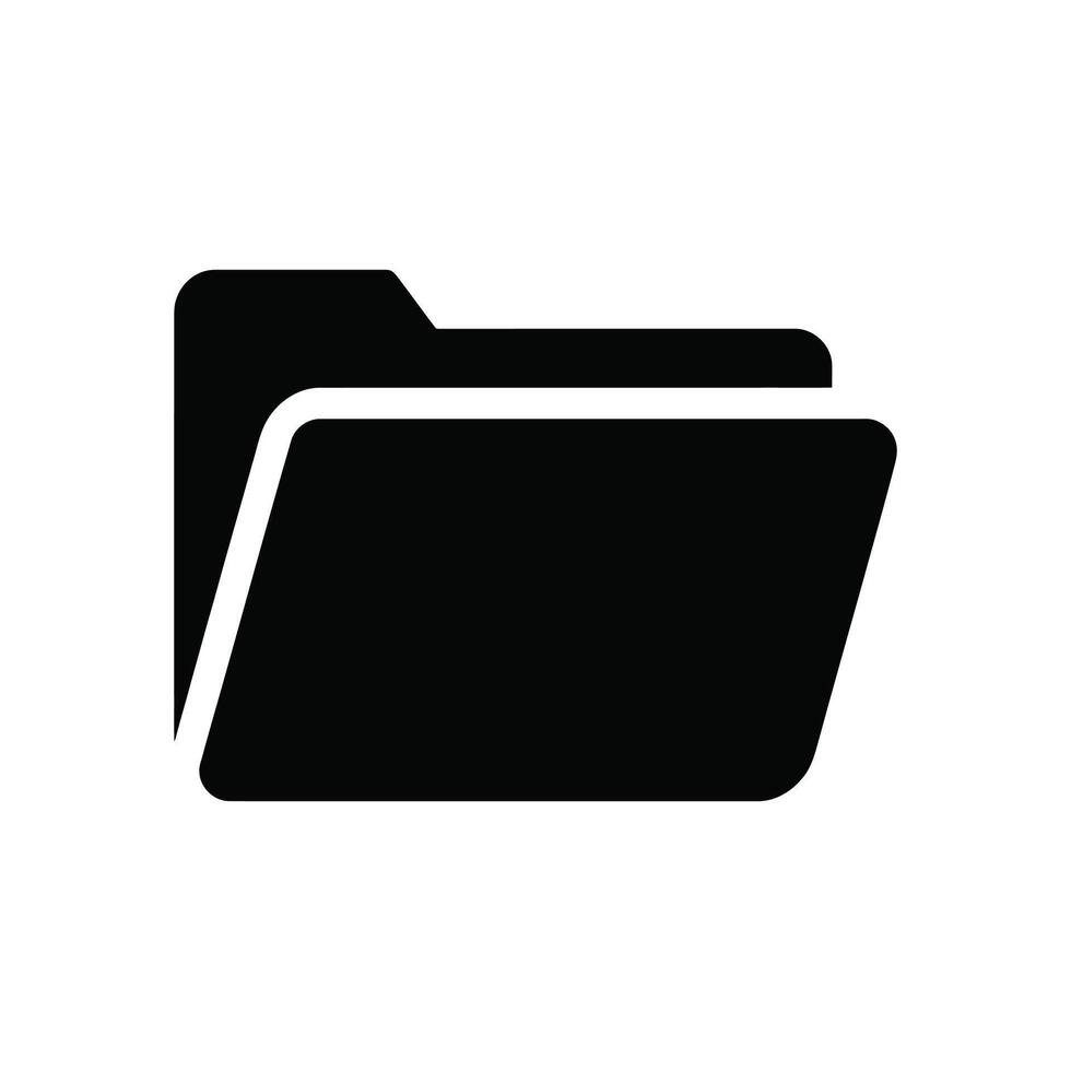 Icon of an Open Black Folder with Rounded Edges Isolated on White vector