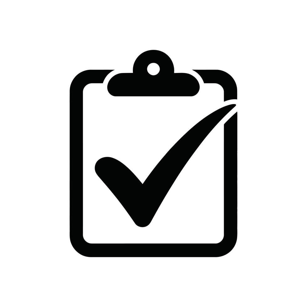 Clipboard With Check Mark Icon Black Checklist Symbol on White Background vector