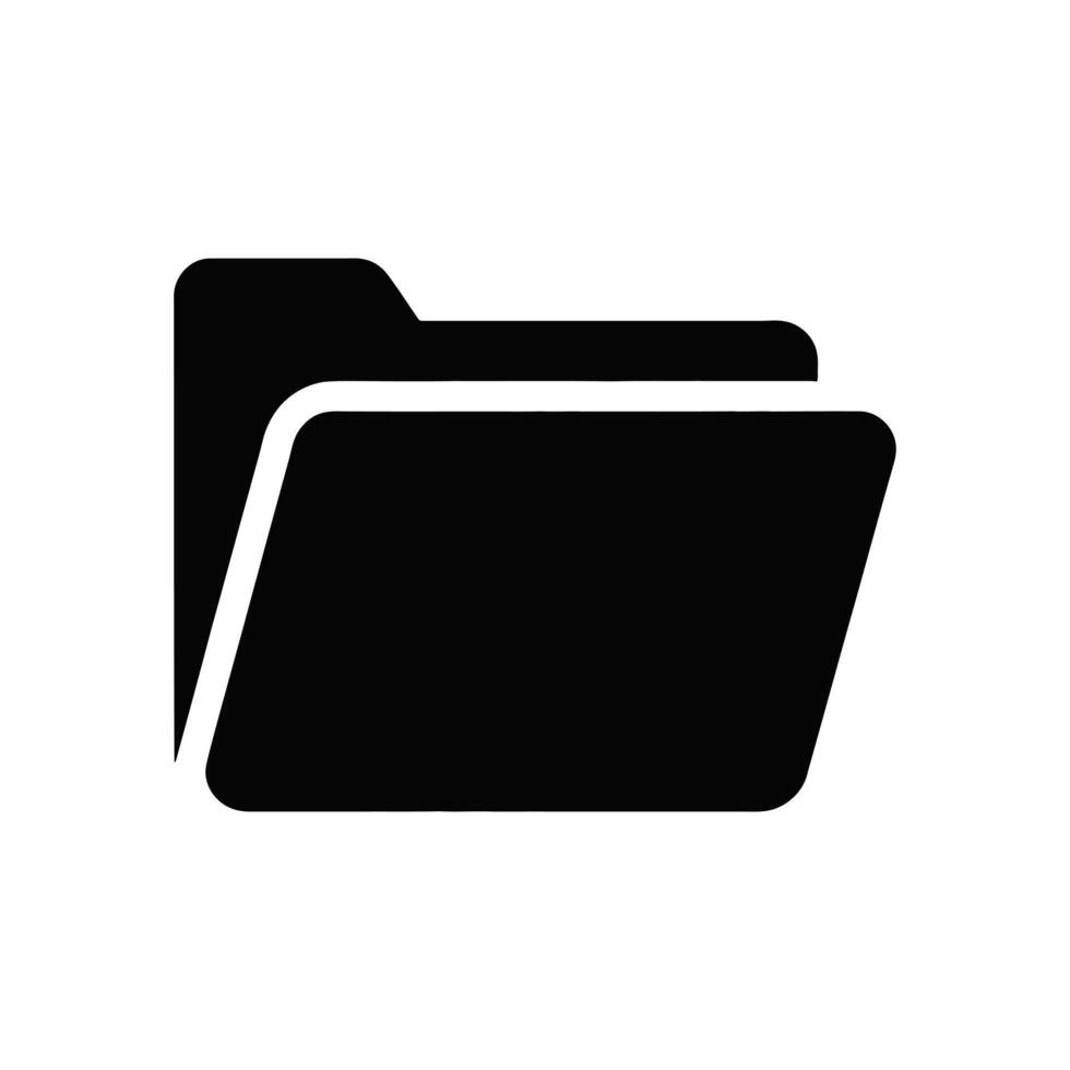 Isolated Black Folder Icon Representing Data Storage and File Organization on White Background vector