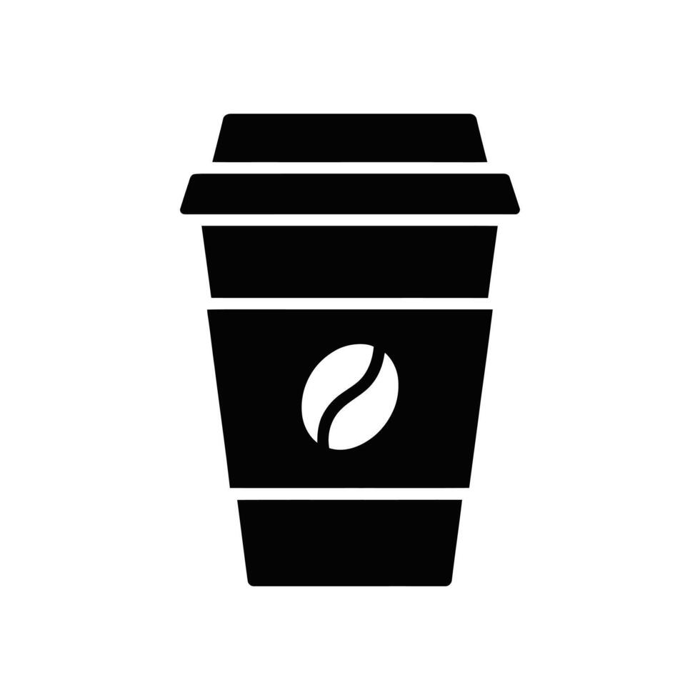 Icon of Coffee Cup with Bean Design on White Background for Design Projects vector