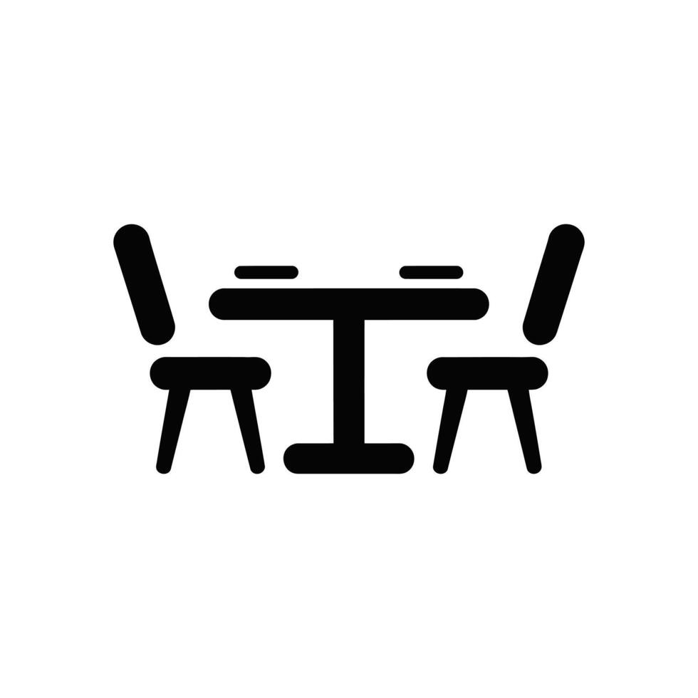 Icon of Dining Table with Two Chairs on White Background for Design vector